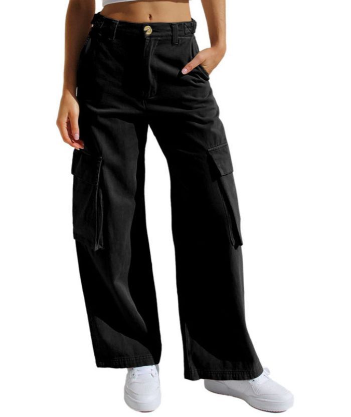 ZITY Women's Wide Leg Straight Multi Pockets Cargo Pant-DUWCP06165