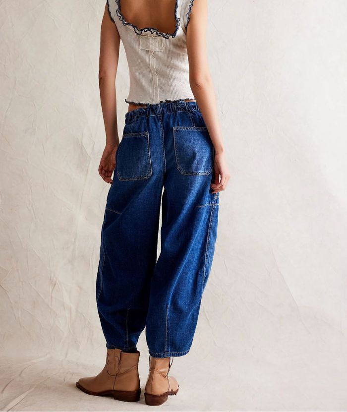 ZITY Women's Multi Pocket Wide Leg Baggy Jeans-DUWJE06167