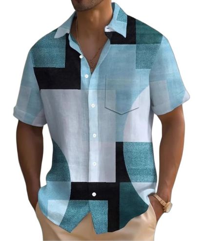 ZITY Men's Chest Pocket Button Up Summer Casual Shirt