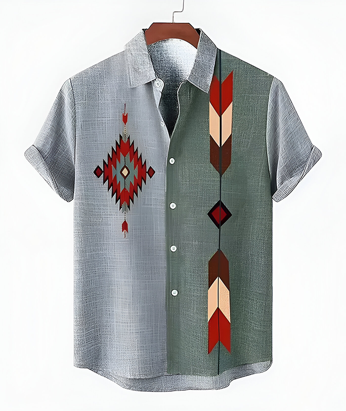 ZITY Men's Casual Summer Hawaiian Tribal Patterns Shirt