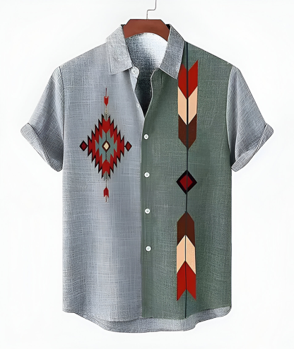 ZITY Men's Casual Summer Hawaiian Tribal Patterns Shirt