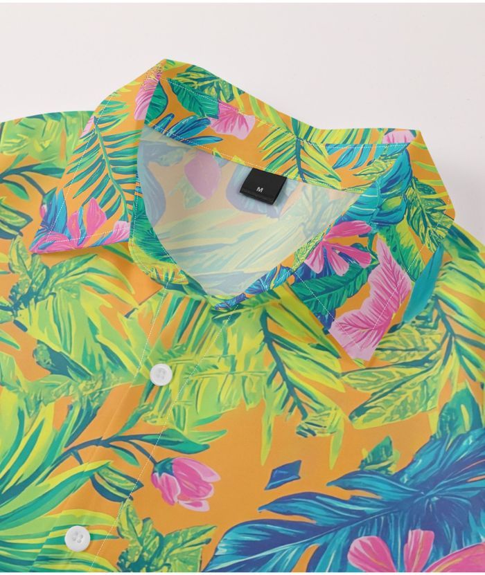 ZITY Men's Tropical Floral Print Hawaiian Shirt-DUMST06215