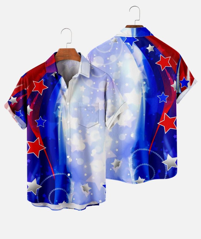 ZITY Men's American Flag 3D Digital Print Polo Shirt-DUMPO06242
