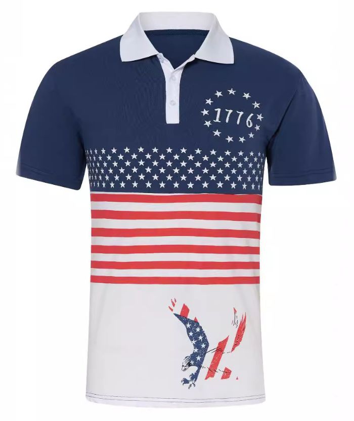 ZITY Men's Flag Printed Golf Polo Shirt-DUMPO06243
