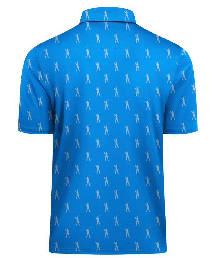 ZITY Men's Button Up Slim Fit Printed Golf Polo Shirt-CUMPO05552
