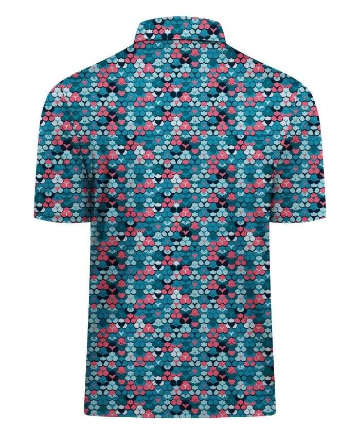 ZITY Men's Button Up Slim Fit Printed Polo Shirt-CUMPO05195