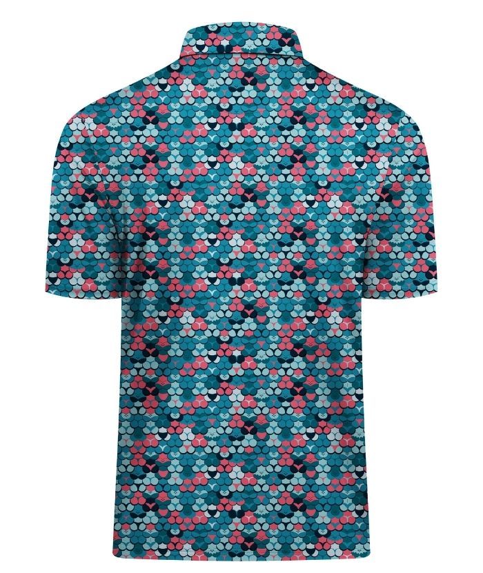 ZITY Men's Button Up Slim Fit Printed Polo Shirt-CUMPO05195