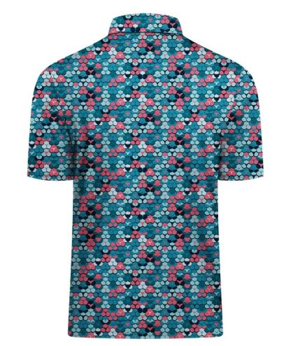ZITY Men's Button Up Slim Fit Printed Polo Shirt-CUMPO05195