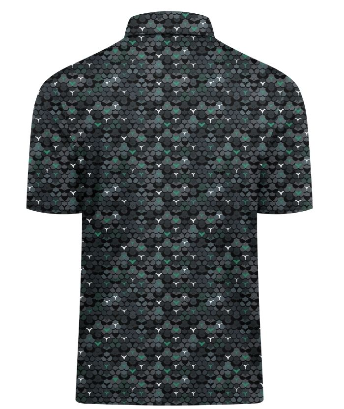 ZITY Men's Button Up Slim Fit Printed Polo Shirt-CUMPO05195