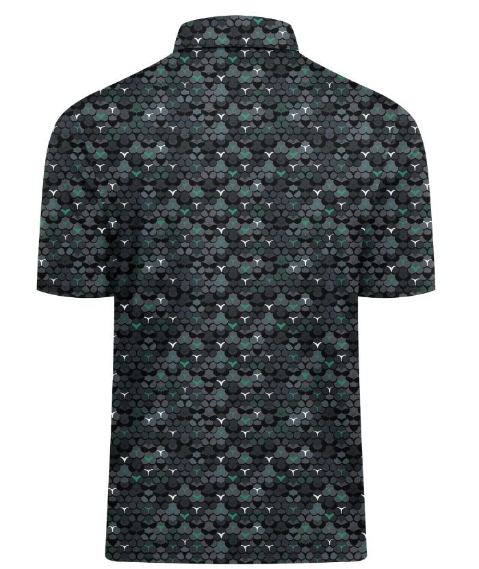 ZITY Men's Button Up Slim Fit Printed Polo Shirt-CUMPO05195