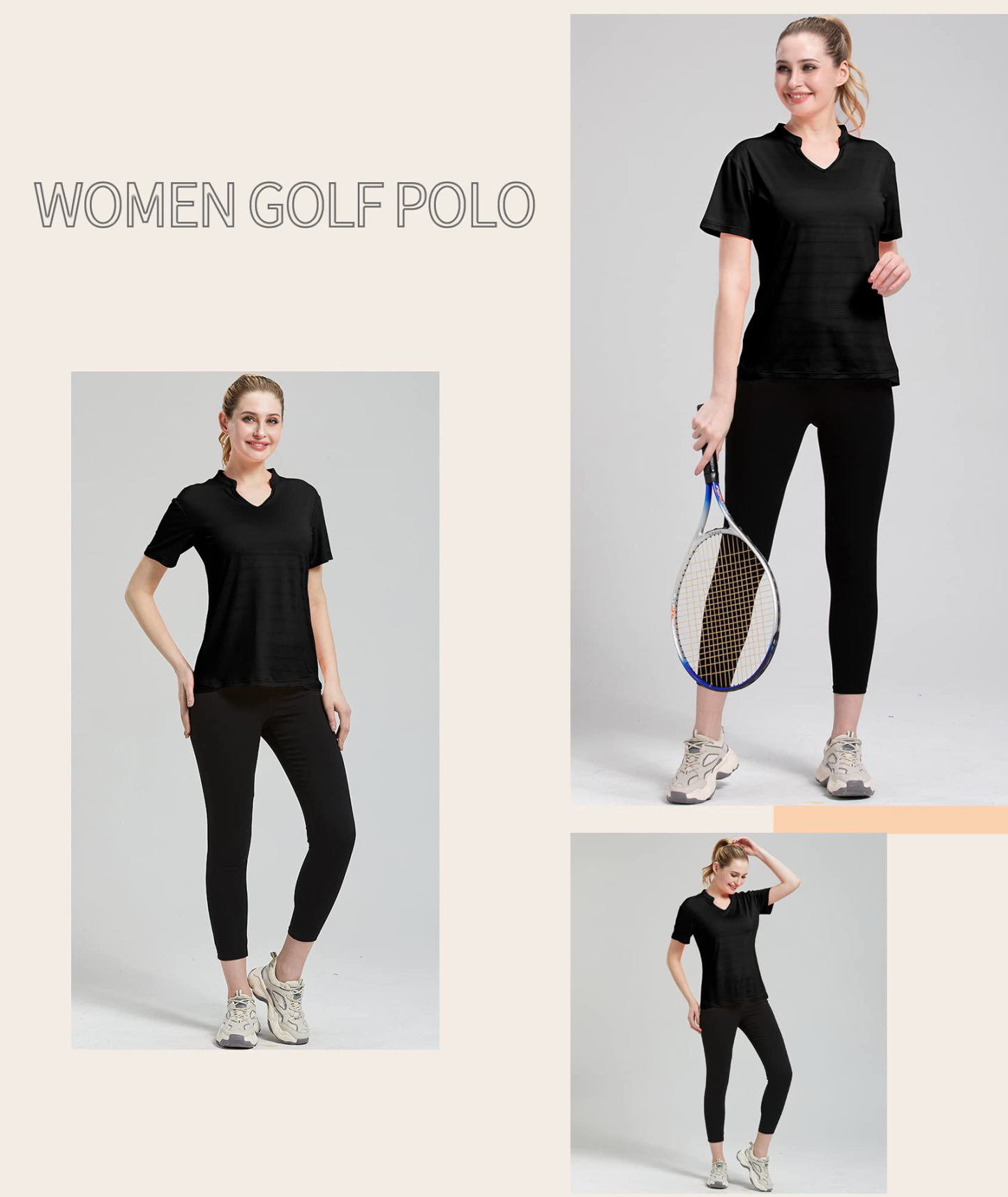 ZITY Women's V Neck Dri Fit Golf Polo Shirt-CFWMX20000