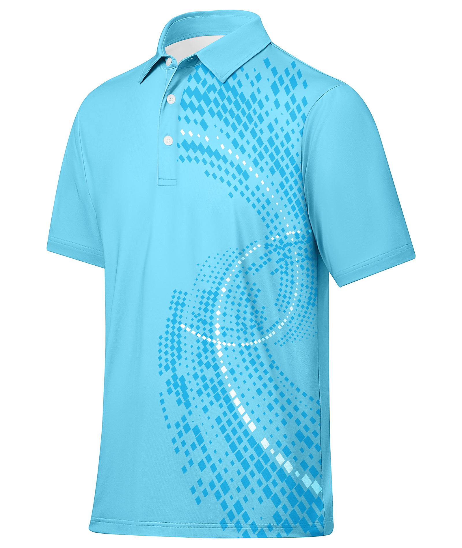 ZITY Men's Button Up Dri Fit Print Polo Shirt-CUMPO02480