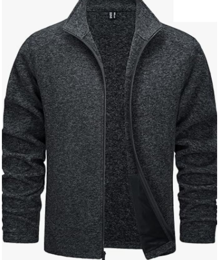 ZITY Men's Stand Up Collar Solid Color Fleece Sweatshirt-CUMHD06245