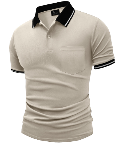 ZITY Men's Contrast Collar Slim Fit Polo Shirt-CUMPO05144