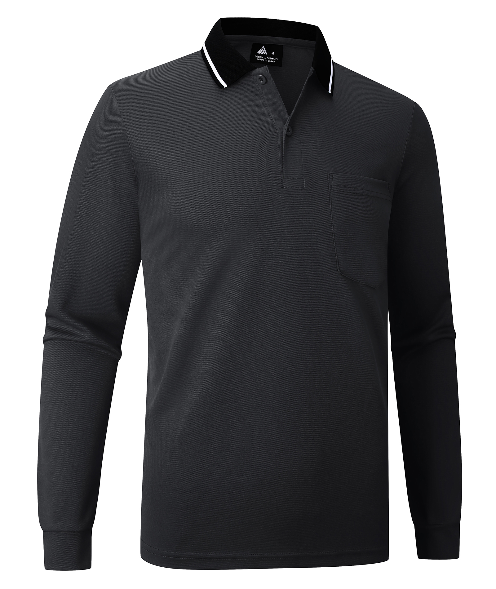 ZITY Men's Button Up Slim Fit Long Sleeve Golf Polo Shirt-CEMLP06140