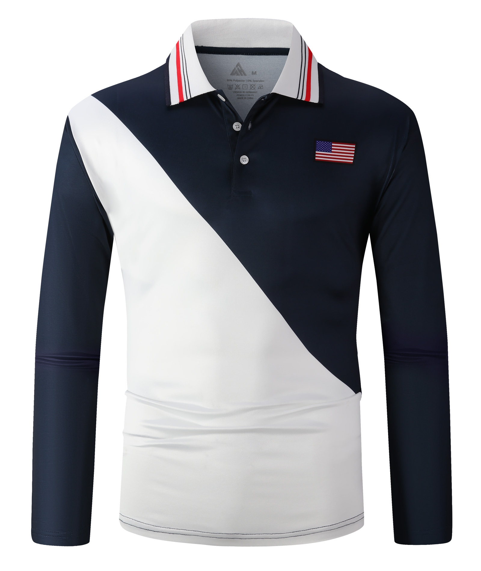 ZITY Men's Button Up Dri Fit Long Sleeve Polo Shirt-CFMLP00012