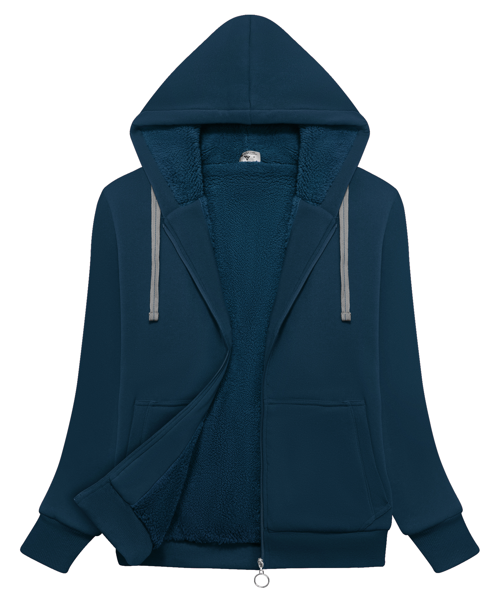 ZITY Women's Solid Color Full Zipper Warm Fleece Hoodie-CUWFH01718