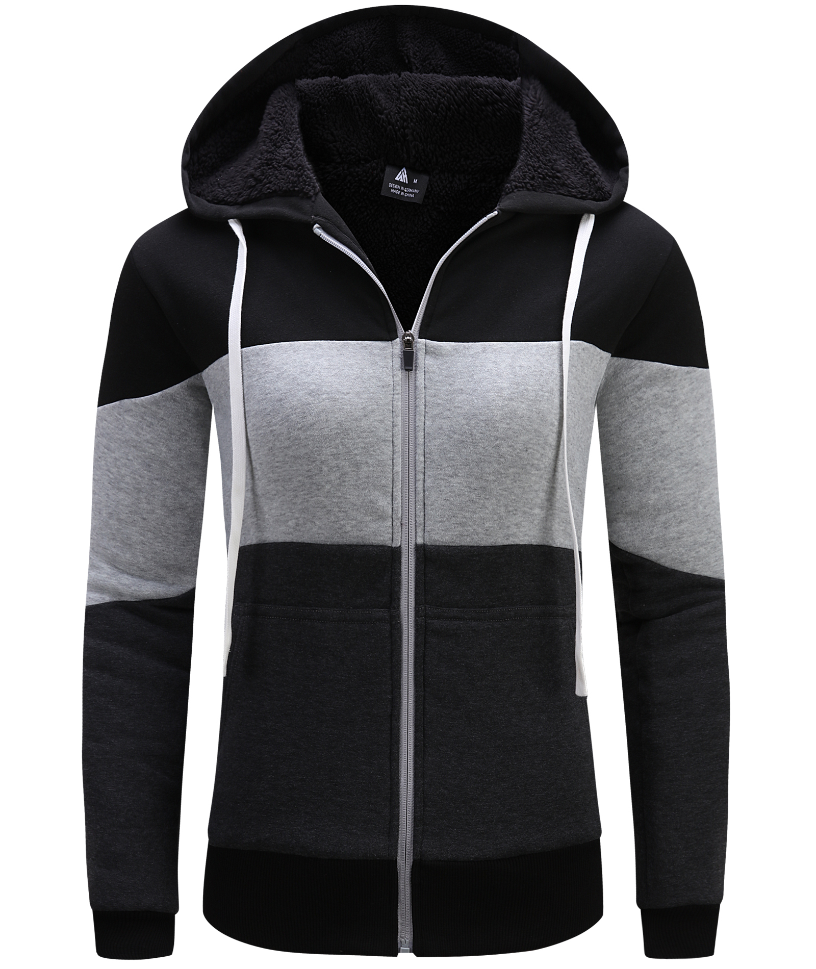 ZITY Women's Color Block Full Zipper Fleece Hoodie-CFWWT00007
