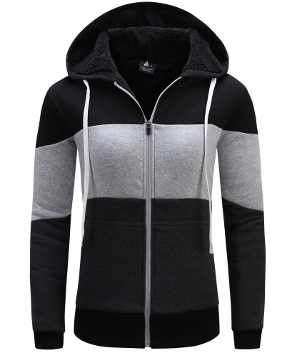 ZITY Women's Color Block Full Zipper Fleece Hoodie-CFWWT00007