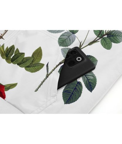 ZITY Women's Full Zipper Floral Print Fleece Hoodie-CUWFH01413