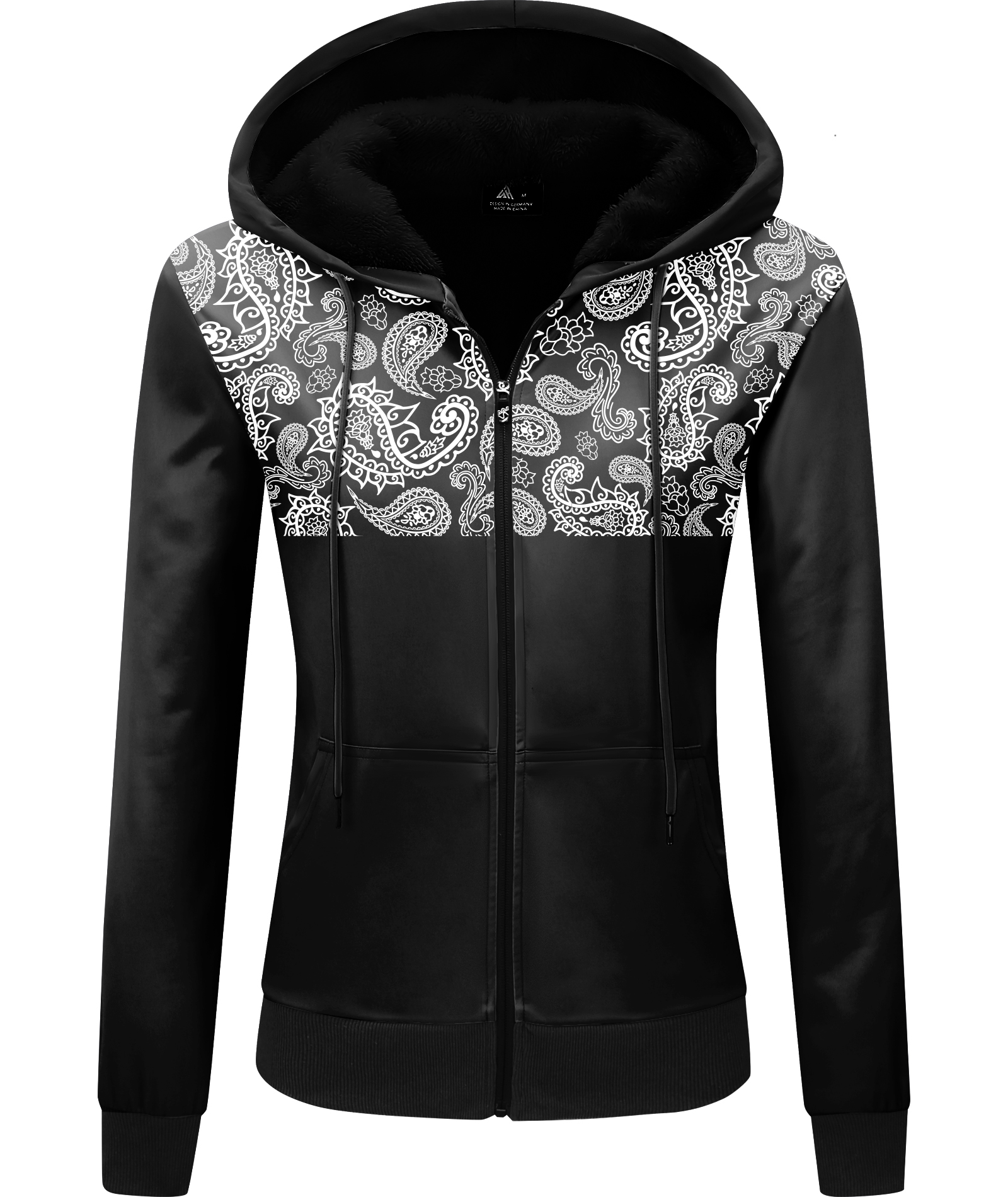 ZITY Women's Full Zipper Printed Fleece Hoodie-CUWFH01398