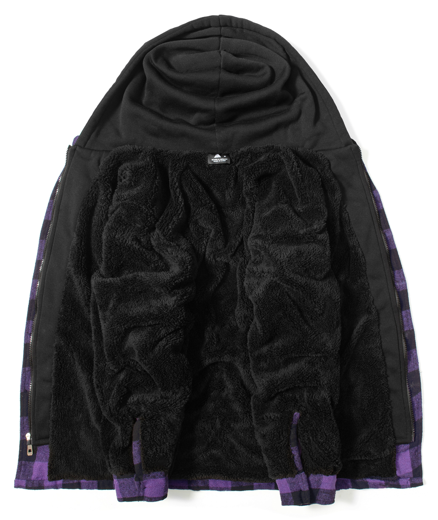 ZITY Men's Full Zipper Long Sleeve Fleece Plaid Hoodie-CUMJA04083