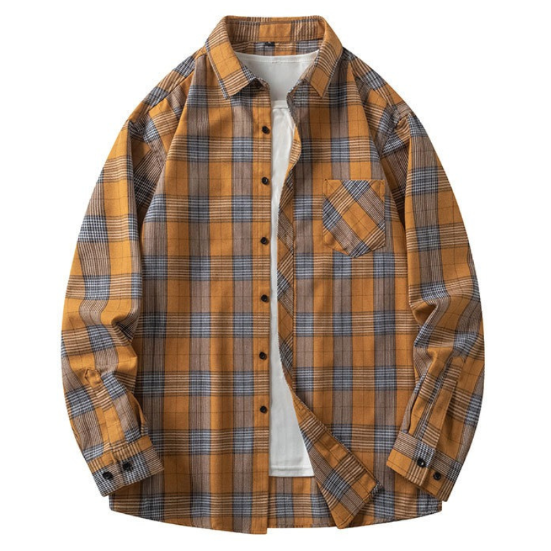 ZITY Men’s Spring Autumn Long Sleeve Casual Loose Fit Shirt –