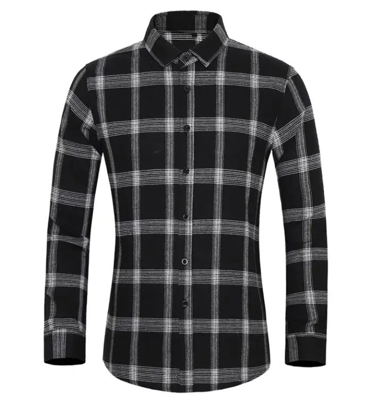 ZITY Men's Oversized Long Sleeve Plaid Shirt-DUMLT05250