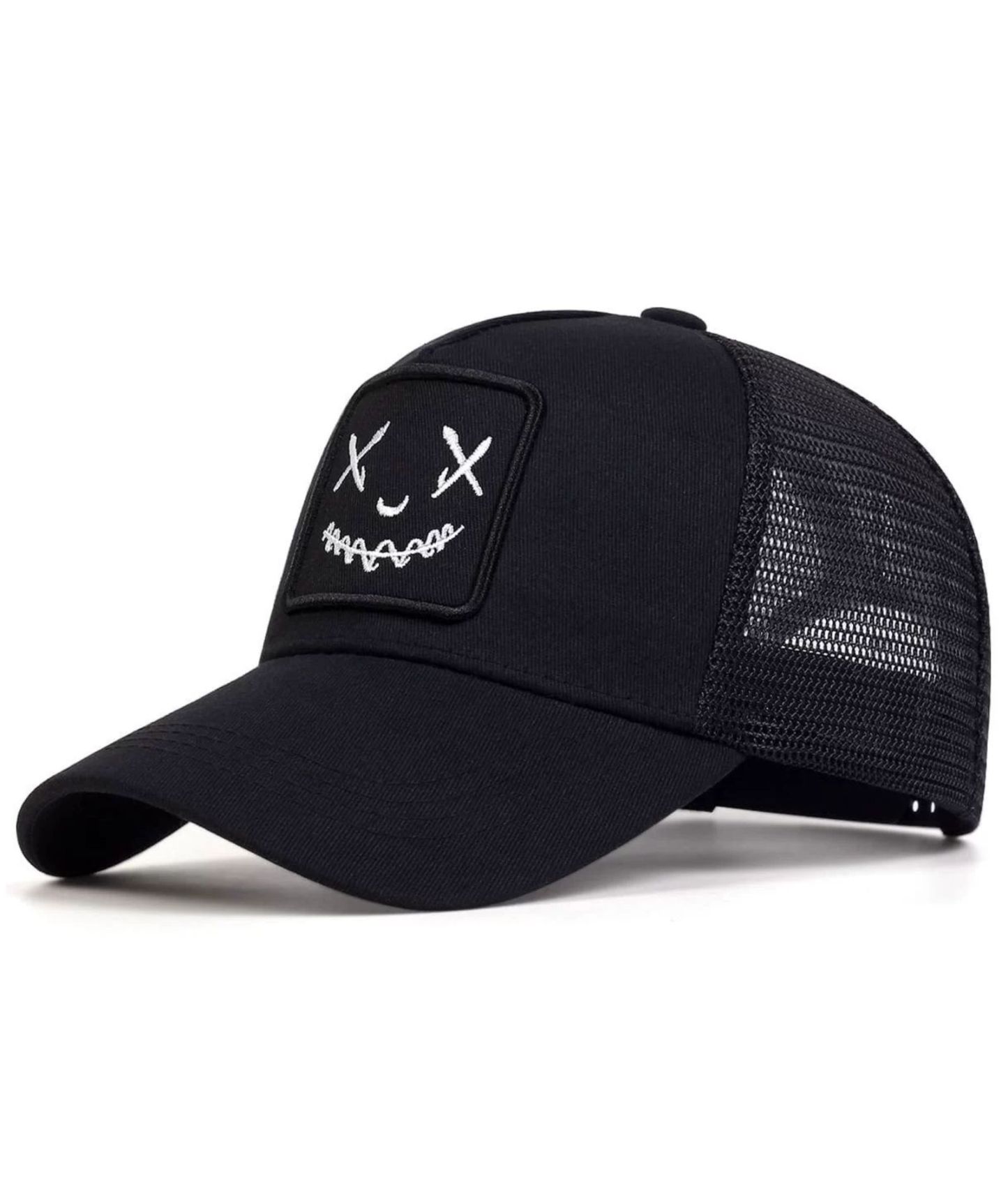 Mens Embroidered Smiley Face Trucker Hat Cap | Zitysports