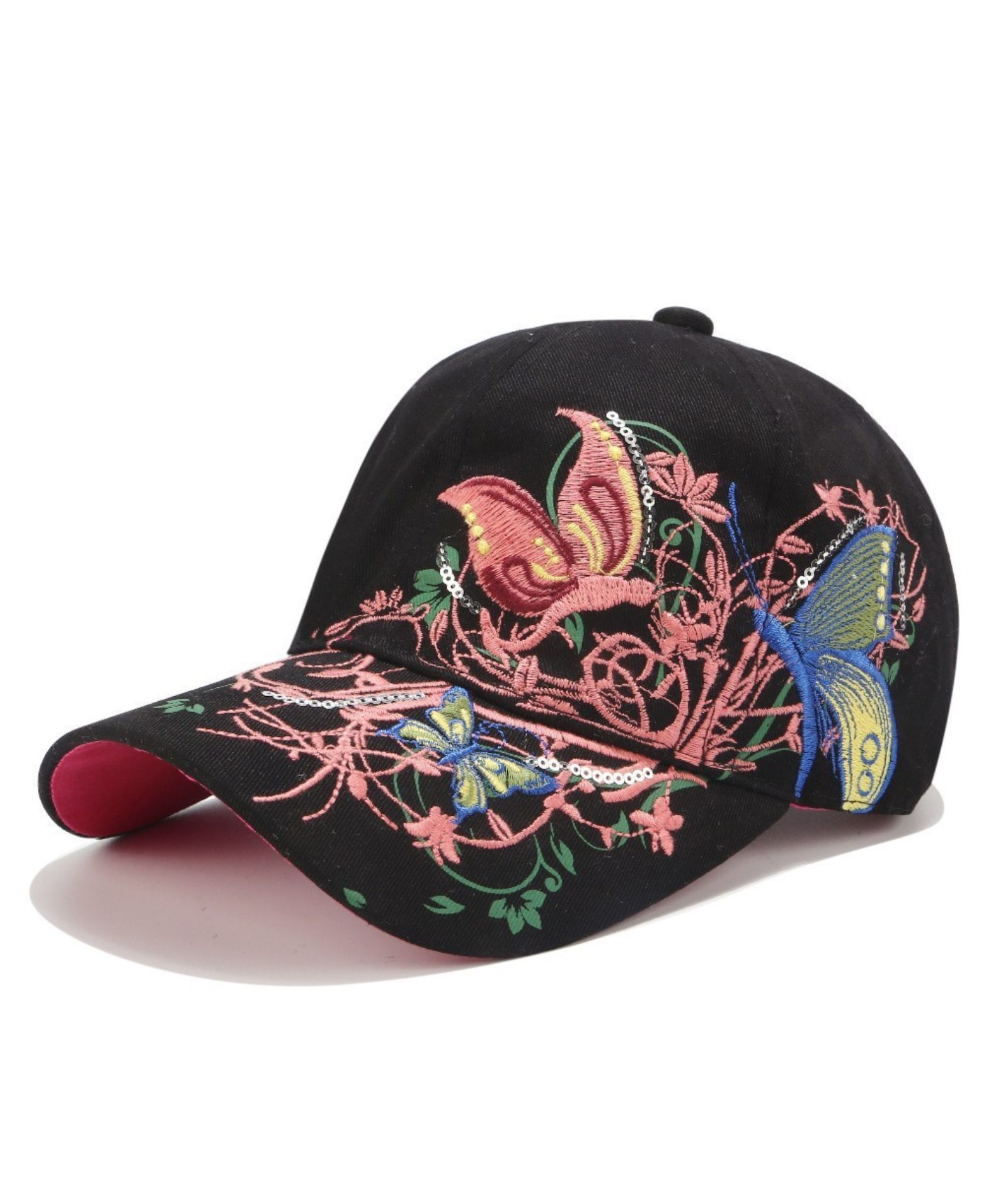 ZITY Womens Embroidered Butterfly Sequin Baseball Caps Adjustable Cotton Summer Hats