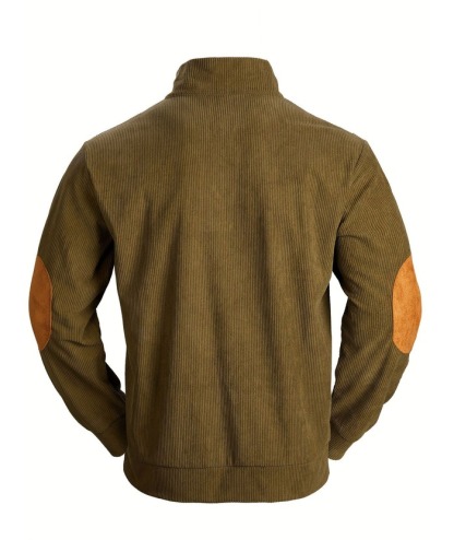 ZITY Men's Stand Collar Button Up Waffle Sweatshirt-DUMFH04609 | Zitysports