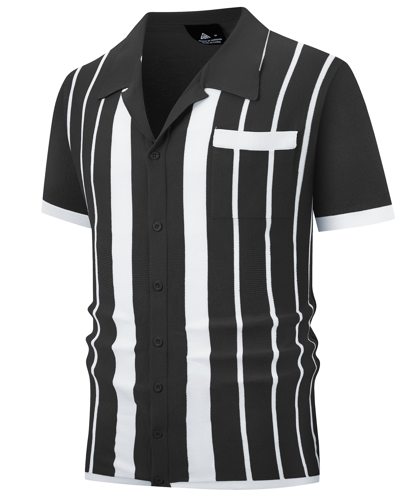 ZITY Men's Knitted Button Down Vintage Vercital Stripe Dry Fit Polo Shirt-CUMPO01701 | Zitysports
