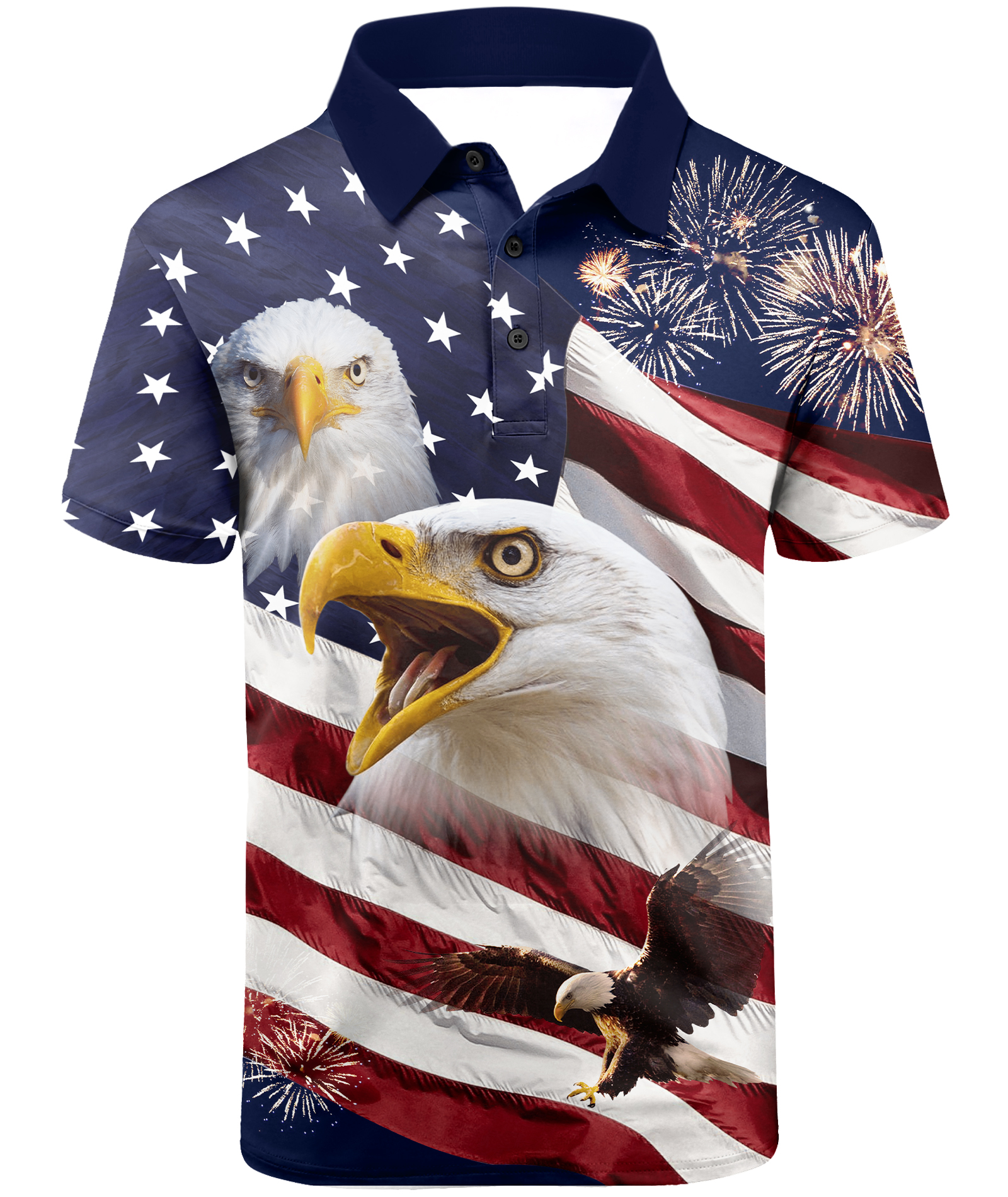ZITY Men's American Flag Print Dri Fit Polo Shirt-CFMPO00119