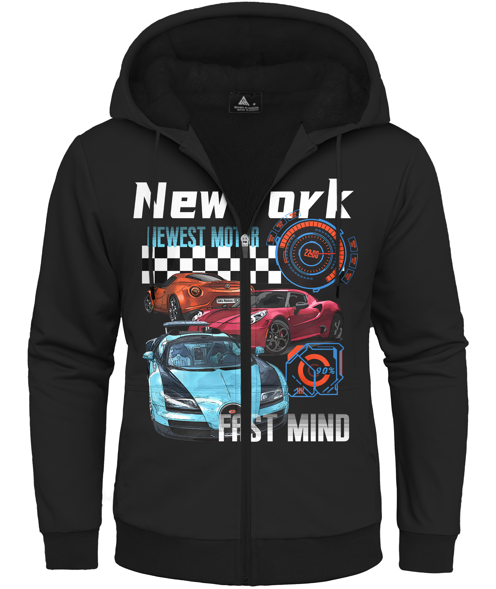 ZITY Men's Full Zipper Graphic Print Fleece Hoodie-CUMFH01420