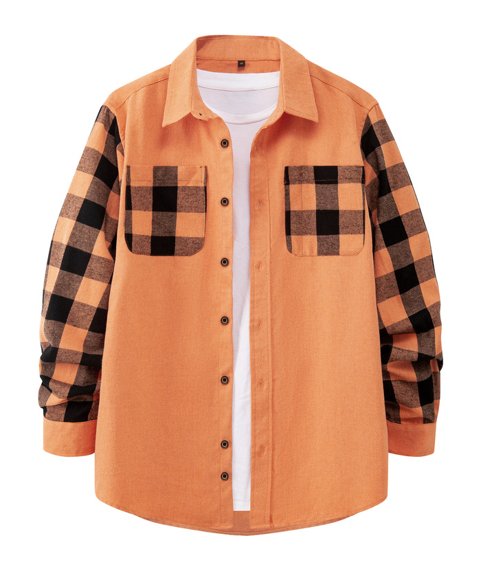 ZITY Men's Plaid Sweatshirt Button Down with Two Pocket-ZPK007276 | Zitysports