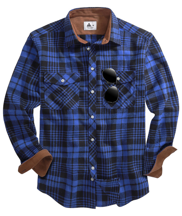 ZITY Men's Plaid Button Up Shirt with Flap Pocket Spring Fall Top-ZPK006565 | Zitysports