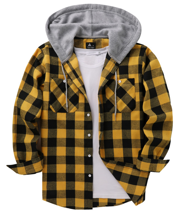 ZITY Men's Casual Soft Solid Flannel Long Sleeve Plaid Flannel Shirt-ZPK006234 | Zitysports