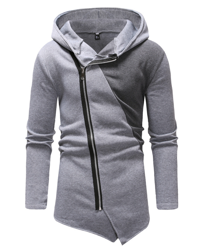 ZITY Men's Sweatshirt Oblique Zipper Stitching Design Hoodie-DUMHD04971|Zitysports