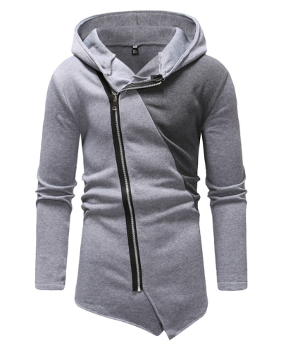 ZITY Men's Sweatshirt Oblique Zipper Stitching Design Hoodie-DUMHD04971|Zitysports