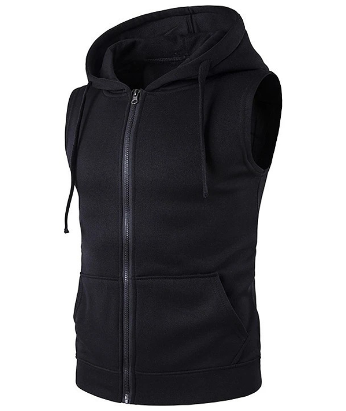 ZITY Men's Zipper Pocket Sleeveless Gym hoodie-DUMMG04965|Zitysports