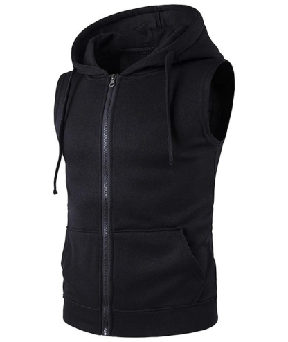 ZITY Men's  Zipper Pocket Sleeveless Gym hoodie-DUMMG04965|Zitysports