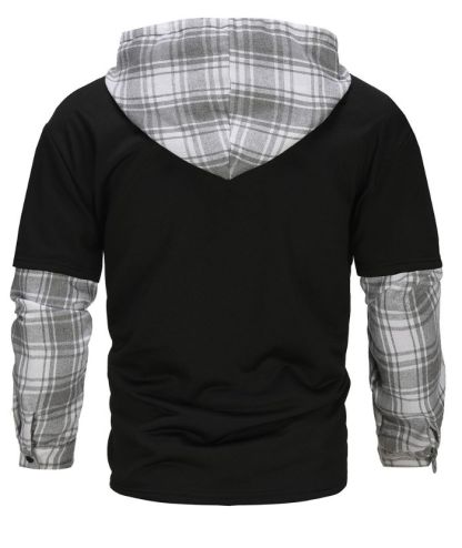 ZITY Men's Plus Size Long Sleeve Casual Plaid Hoodie-DUMFH04981|Zitysports