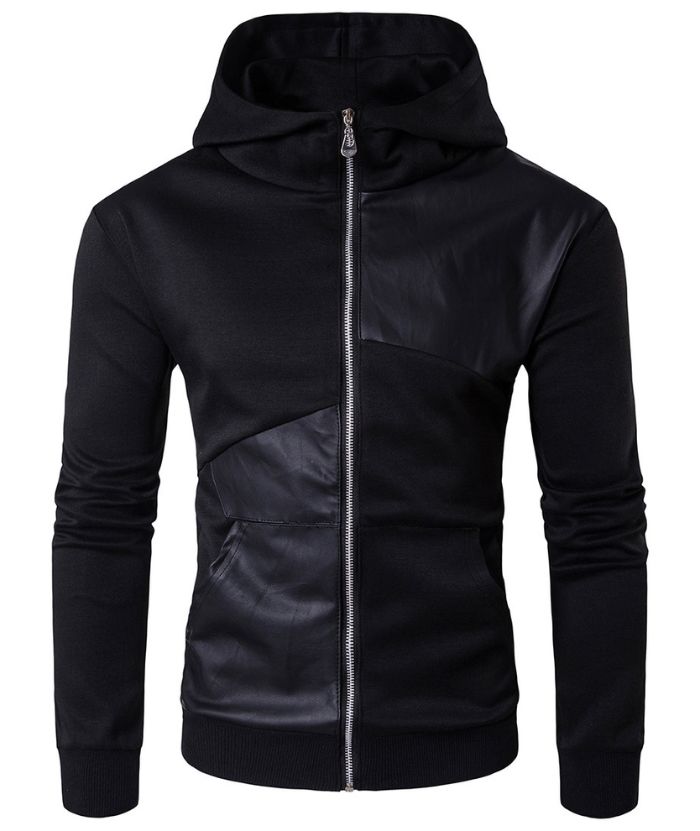 ZITY Men's Hooded Jacket Solid Color Full Zipper Fashion Hoodie-DUMFH05029|Zitysports