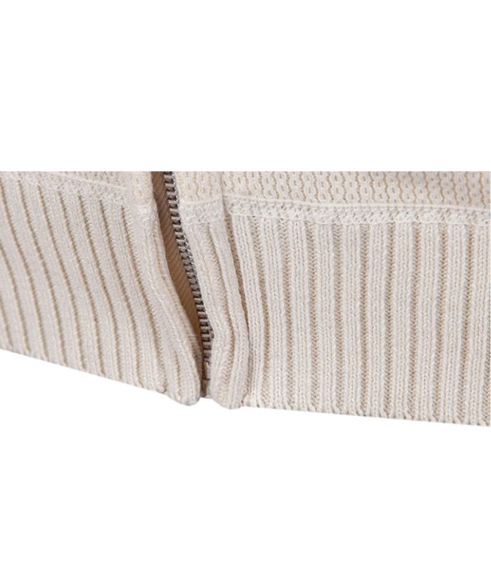 ZITY Men's Stand Collar Full Zipper Front Pocket Knitted Polo Sweater-DUMSW05053|Zitysports