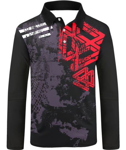 ZITY Men's Button Up Long Sleeve Slim Fit Polo Shirt-CUMLP01195