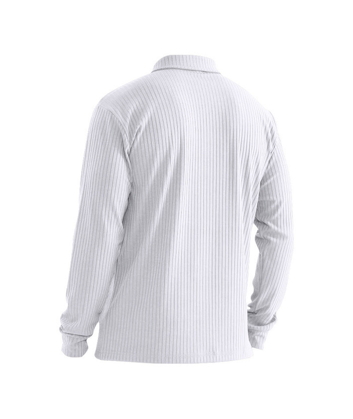 ZITY Men's Solid Color Sports Fitness Vertical Strip Knit Polo Shirt-DUMFH04835 | Zitysports
