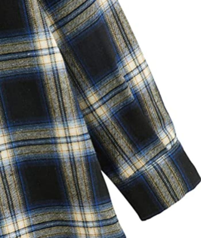 ZITY Women's Plaid Print Button Casual Long Sleeve Hoodie-DUWLT05049|Zitysports