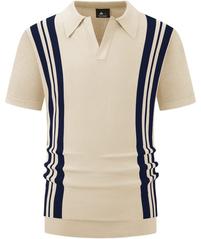 Mens Knit V Neck Polo T Shirt | Zitysports