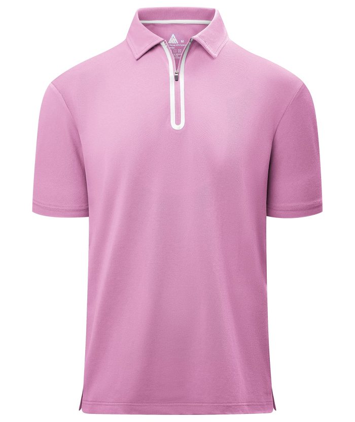 ZITY Men's Zip Up Golf Polo Short Sleeve Moisture Wicking Shirt S-3XL-ZPK007845|Zitysports