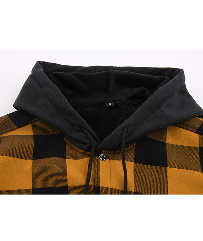 ZITY Men's Long Sleeve with Double Pockets Plaid Hoodie Jacket-DUMJA05356|Zitysports